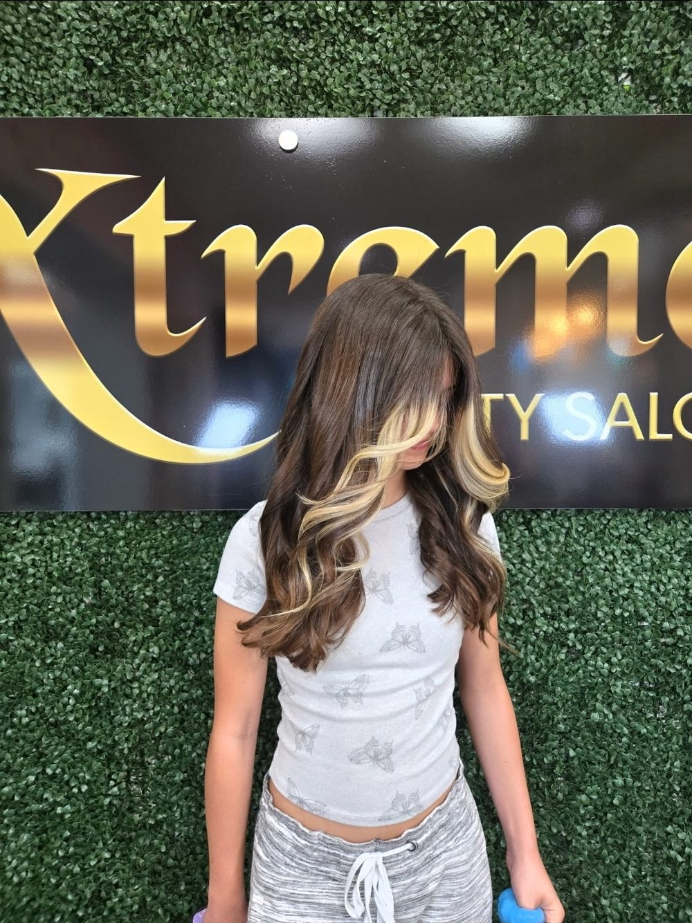 Brunette balayage with blonde highlights